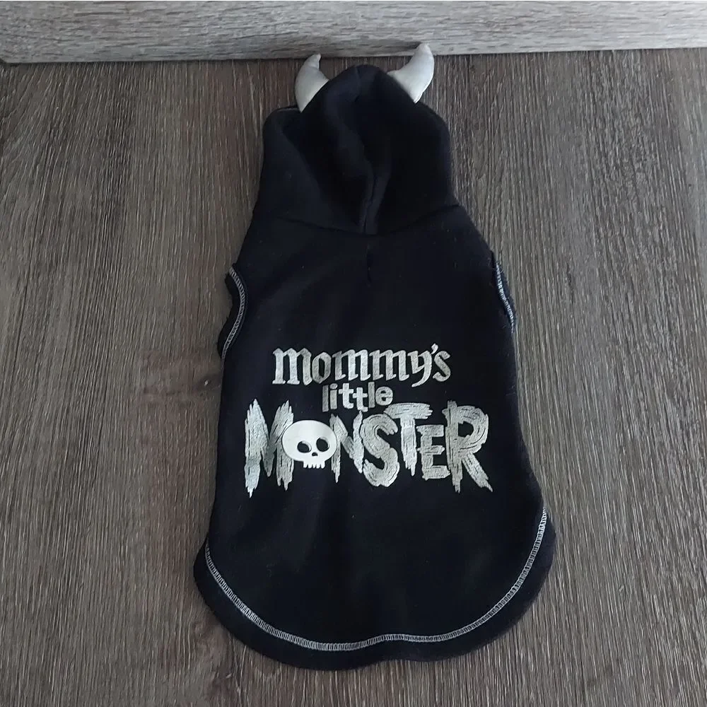 Vibrant Life Dog Clothes, Mommy's Little Monster Halloween Pet Hoodie, Black, XS